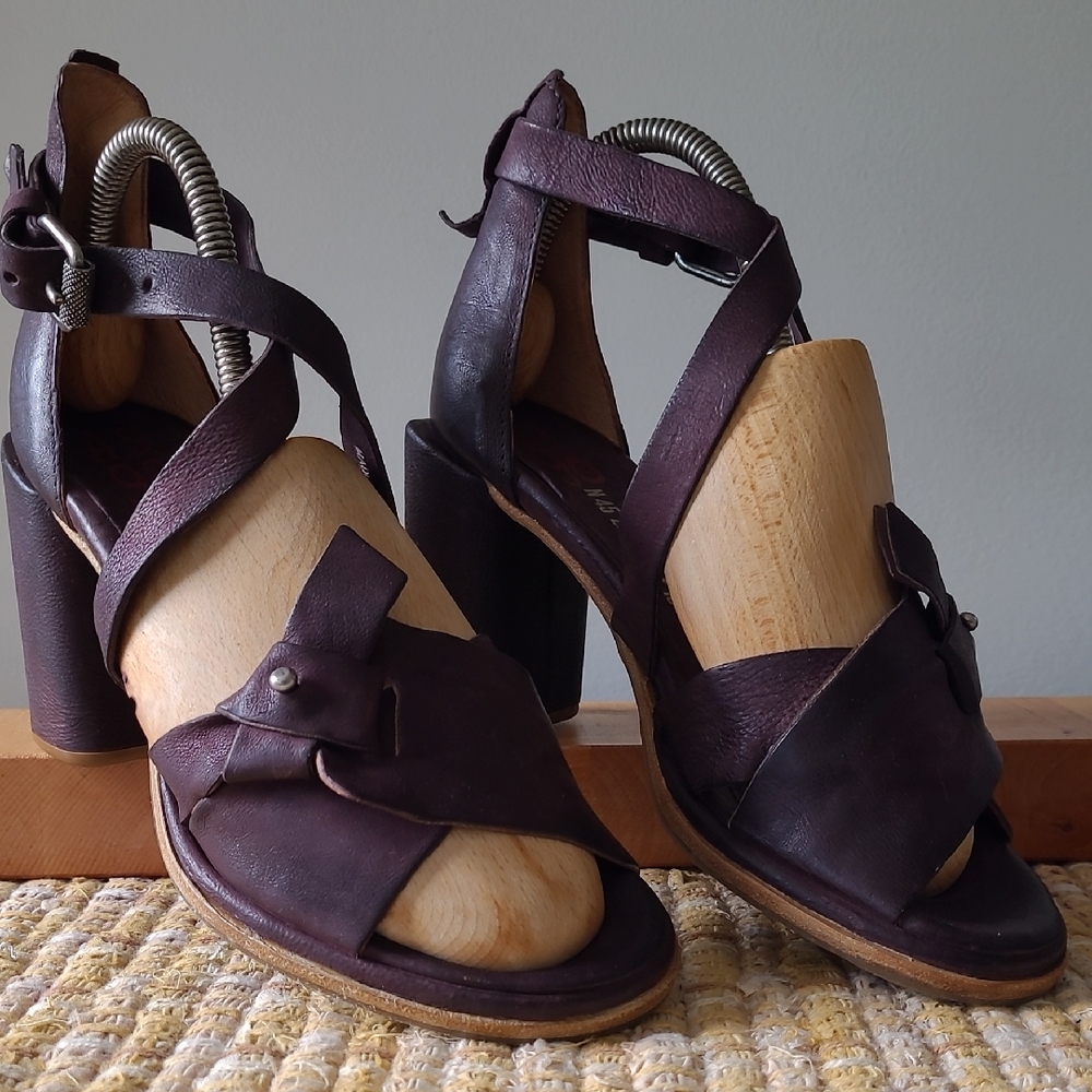 A.S.98 Purple Heels with Elegant Strappy Design